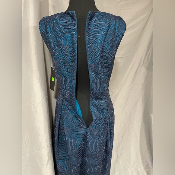NWT JS Collections Navy Blue And Teal Midi Dress - Picture 11 of 11